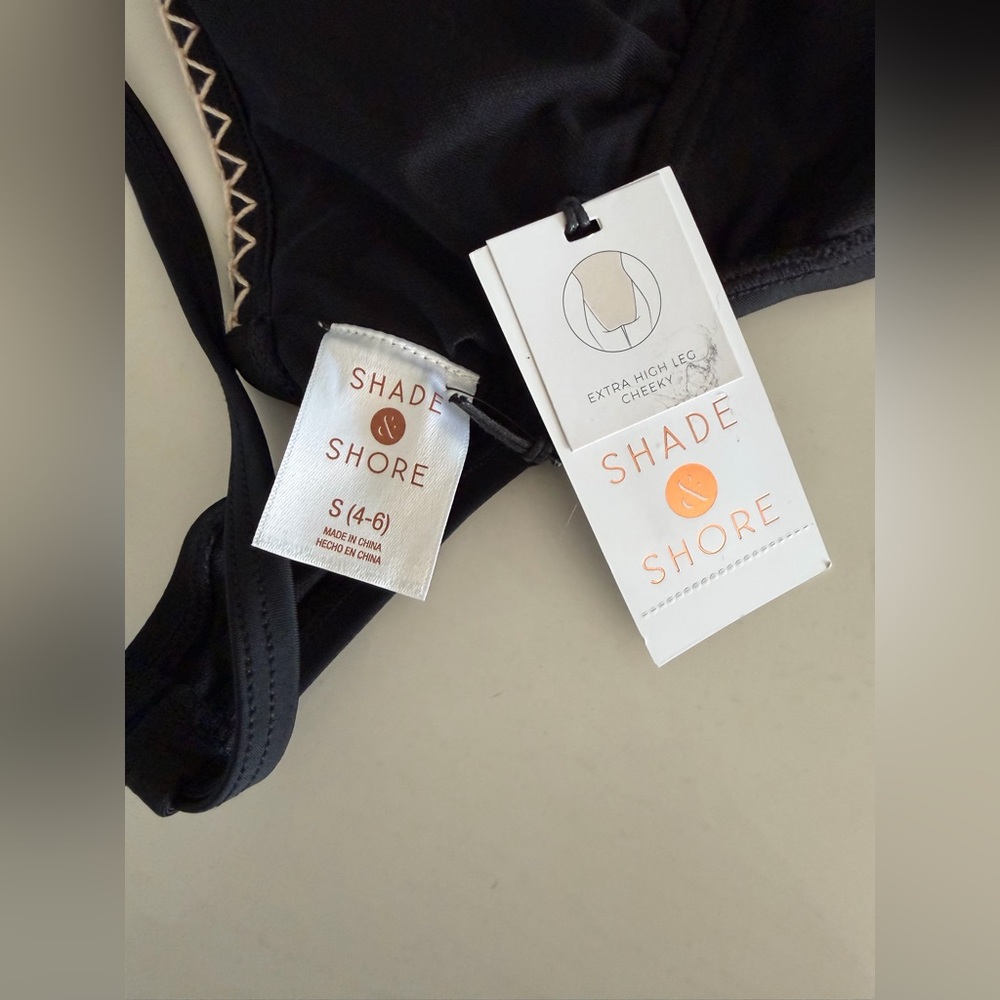 NWT | Shade & Shore | Plunge Bead Detail Extra High Leg One Piece Swimsuit | S - Picture 6 of 6